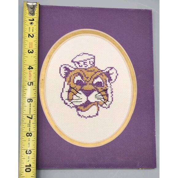 LSU Tigers Mike the Tiger Needlepoint Finished Cross Stitched Mascot 8x10 - Picture 7 of 12